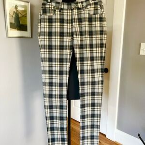 Novemb3r Italian Blue, Gray and Cream Plaid Pants